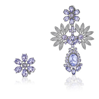 Bông tai Burberry Crystal Double-Daisy Drop Earring And Stud Set In Lavender Blue