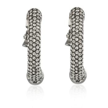 Bông tai Burberry Crystal Ruthenium Plate Hoop Open Ring Earrings