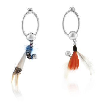 Bông tai Burberry Feather Charm Palladium Plate Drop Earrings