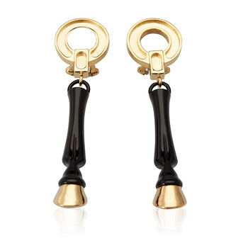 Bông tai Burberry Resin And Gold-Plated Hoof Drop Earrings In Black / Light Gold