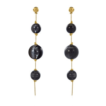 Bông tai Burberry Triple Orb Chain Drop Earrings In Light Gold/Midnight