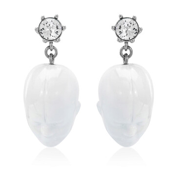 Bông tai Burberry White/Palladio Crystal And Doll'S Head Palladium-Plated Earrings