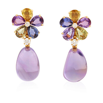Bông tai Bvlgari Sapphire Floral 18K Yellow Gold Earrings