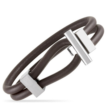 Vòng tay Calvin Klein Anchor Stainless Steel Brown Leather Bracelet chính hãng