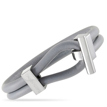 Vòng tay Calvin Klein Anchor Stainless Steel Gray Leather Bracelet chính hãng