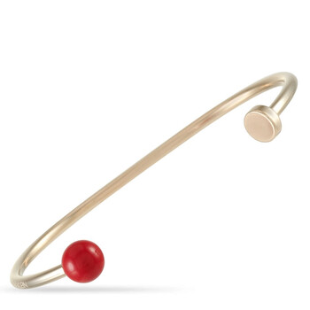 Vòng tay Calvin Klein Bubbly Champagne Gold Pvd Plated Stainless Steel Red Bead Open Bangle Bracelet chính hãng
