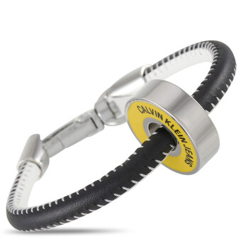 Calvin Klein Ckj Stainless Steel Black White Leather Yellow Bearing Beaded Bracelet Size Medium 1 Vòng tay Calvin Klein Ckj Stainless Steel Black White Leather Yellow Bearing Beaded Bracelet Size Medium chính hãng