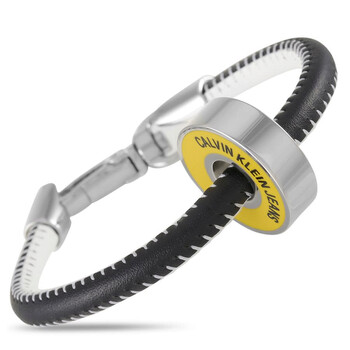 Vòng tay Calvin Klein Ckj Stainless Steel Black White Leather Yellow Bearing Beaded Bracelet Size Small chính hãng