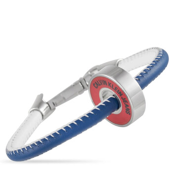 Vòng tay Calvin Klein Ckj Stainless Steel Blue White Leather Red Bearing Beaded Bracelet Size Large chính hãng