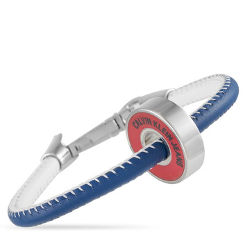 Calvin Klein Ckj Stainless Steel Blue White Leather Red Bearing Beaded Bracelet Size Medium 2 Vòng tay Calvin Klein Ckj Stainless Steel Blue White Leather Red Bearing Beaded Bracelet Size Medium chính hãng
