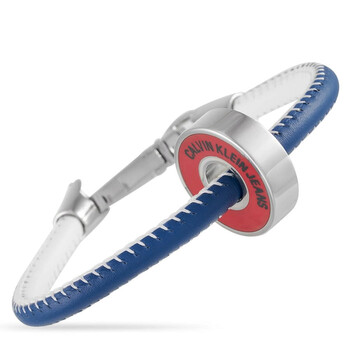 Vòng tay Calvin Klein Ckj Stainless Steel Blue White Leather Red Bearing Beaded Bracelet Size Small chính hãng