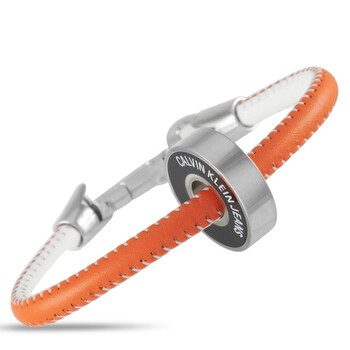 Vòng tay Calvin Klein Ckj Stainless Steel Orange White Leather Black Bearing Beaded Bracelet Size Small chính hãng