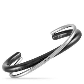 Vòng tay Calvin Klein Double Stainless Steel Black Pvd Open Bangle Bracelet chính hãng