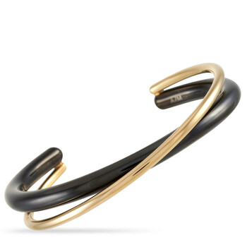 Vòng tay Calvin Klein Double Yellow Gold Black Pvd Plated Stainless Steel Open Bangle Bracelet chính hãng
