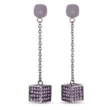 Bông tai Calvin Klein Rocking Gray Pvd Plated Stainless Steel Light Amethyst Crystal Earrings