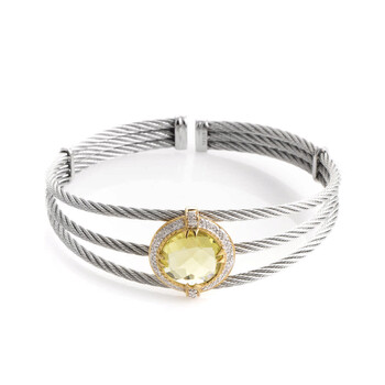 Vòng tay Charriol Celtic Classique Stainless Steel Yellow Gold Plated Diamonds And Lemon Citrine Cable Bangle Bracelet chính hãng