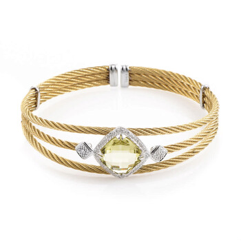 Vòng tay Charriol Celtic Classique Stainless Steel Yellow Gold Plated Diamonds And Lemon Citrine Cable Bangle Bracelet chính hãng