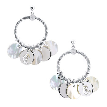 Bông tai Charriol Havana Stainless Steel Cable Earring With Abalone