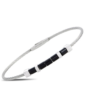 Vòng tay Charriol Laetitia Stainless Steel And Black Agate Bangle Bracelet Size Extra Large chính hãng