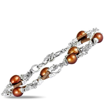 Vòng tay Charriol Pearl Stainless Steel And Bronze Pvd Brown Pearls Bracelet chính hãng