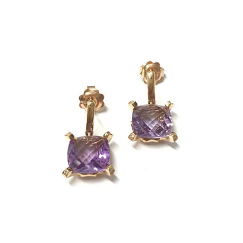 Bông tai Chimento Rose Gold Earrings With Diamond Accents And Amethyst