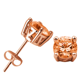 Bông tai Classic Treasures 14K Rose Gold Plated Sterling Silver Champagne Cubic Zirconia Solitaire Stud Earrings 32A4R29700-Rxtaa00