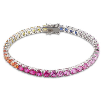 Vòng tay Classic Treasures Sterling Silver Created Rainbow Sapphire Tennis Bracelet chính hãng