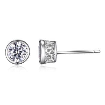 Bông tai Classic Treasures Rhodium Plated Silver Round Cubic Zirconia Scroll Set Stud Earrings