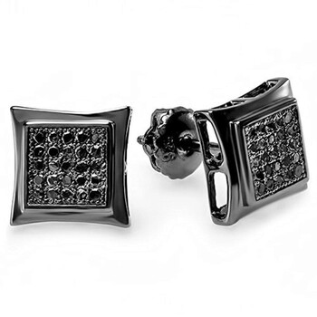 Bông tai Dazzling Rock Dazzlingrock Collection 0.15 Carat (Ctw) 14K Black Real Diamond Kite Shape Men'S Hip Hop Iced Stud Earrings