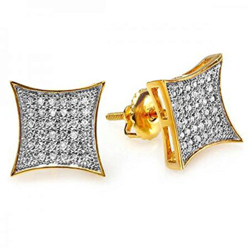 Bông tai Dazzling Rock Dazzlingrock Collection 0.33 Carat (Ctw) 14K White Diamond Kite Shape Men'S Hip Hop Iced Stud Earrings 1/3 Ct