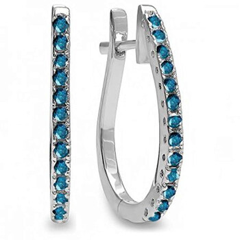 Dazzling Rock Dazzlingrock Collection 0.25 Carat (Ctw) 18K Round Blue Diamond Ladies Hoop Earrings 1/4 Ct, White Gold 1 Bông tai Dazzling Rock Dazzlingrock Collection 0.25 Carat (Ctw) 18K Round Blue Diamond Ladies Hoop Earrings 1/4 Ct