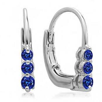 Dazzling Rock Dazzlingrock Collection 0.25 Carat (Ctw) 10K Round Blue Sapphire Ladies 3 Stone Hoop Earrings 1/4 Ct, White Gold 1 Bông tai Dazzling Rock Dazzlingrock Collection 0.25 Carat (Ctw) 10K Round Blue Sapphire Ladies 3 Stone Hoop Earrings 1/4 Ct