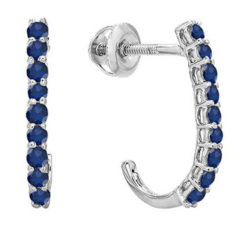 Dazzling Rock Dazzlingrock Collection 0.40 Carat (Ctw) 10K Round Blue Sapphire Ladies Fancy J Shaped Hoop Earrings, White Gold 2 Bông tai Dazzling Rock Dazzlingrock Collection 0.40 Carat (Ctw) 10K Round Blue Sapphire Ladies Fancy J Shaped Hoop Earrings