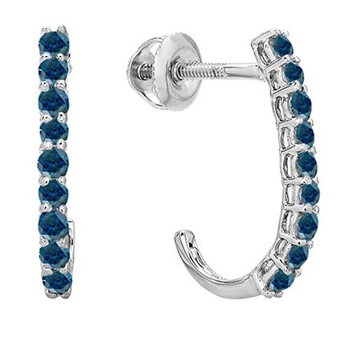 Dazzling Rock Dazzlingrock Collection 0.40 Carat (Ctw) 10K Round Blue Diamond Ladies Fancy J Shaped Hoop Earrings, White Gold 1 Bông tai Dazzling Rock Dazzlingrock Collection 0.40 Carat (Ctw) 10K Round Blue Diamond Ladies Fancy J Shaped Hoop Earrings