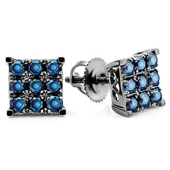 Dazzling Rock Dazzlingrock Collection 1.00 Carat (Ctw) 18K Round Blue Diamond Men'S Square Shaped Stud Earrings 1 Ct, White Gold 2 Bông tai Dazzling Rock Dazzlingrock Collection 1.00 Carat (Ctw) 18K Round Blue Diamond Men'S Square Shaped Stud Earrings 1 Ct