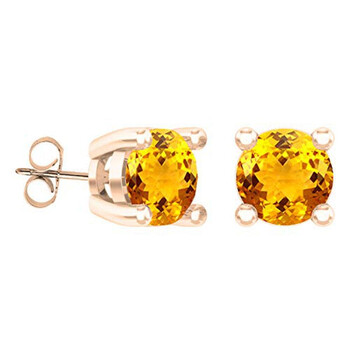 Bông tai Dazzling Rock Dazzlingrock Collection 10K 5.5 Mm Each Round Citrine Ladies Solitaire Stud Earrings