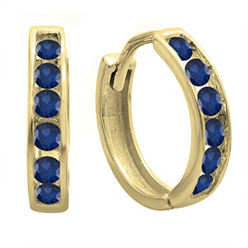 Dazzling Rock Dazzlingrock Collection 14K Round Blue Sapphire Ladies Men'S Unisex Huggie Hoop Earrings, Yellow Gold 2 Bông tai Dazzling Rock Dazzlingrock Collection 14K Round Blue Sapphire Ladies Men'S Unisex Huggie Hoop Earrings