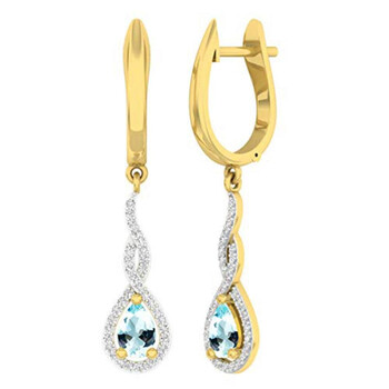 Dazzling Rock Dazzlingrock Collection 14K 6X4 Mm Each Pear Aquamarine & Round Diamond Ladies Infinity Dangling Earrings, Yellow Gold 1 Bông tai Dazzling Rock Dazzlingrock Collection 14K 6X4 Mm Each Pear Aquamarine & Round Diamond Ladies Infinity Dangling Earrings