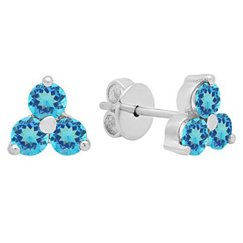 Bông tai Dazzling Rock Dazzlingrock Collection 14K 4 Mm Round Blue Toapz Ladies Stud Earrings