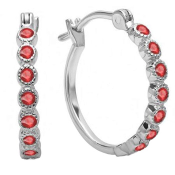Dazzling Rock Dazzlingrock Collection 0.25 Carat (Ctw) 18K Round Ruby Ladies Fine Dainty Hoop Earrings 1/4 Ct, White Gold 2 Bông tai Dazzling Rock Dazzlingrock Collection 0.25 Carat (Ctw) 18K Round Ruby Ladies Fine Dainty Hoop Earrings 1/4 Ct