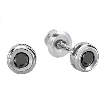 Dazzling Rock Dazzlingrock Collection 0.15 Carat (Ctw) 10K Round Black Diamond Bezel Stud Earrings, White Gold 1 Bông tai Dazzling Rock Dazzlingrock Collection 0.15 Carat (Ctw) 10K Round Black Diamond Bezel Stud Earrings