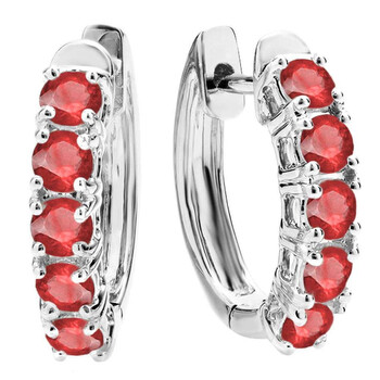 Dazzling Rock Dazzlingrock Collection 18K Round Ruby Ladies Huggies Hoop Earrings, White Gold 2 Bông tai Dazzling Rock Dazzlingrock Collection 18K Round Ruby Ladies Huggies Hoop Earrings