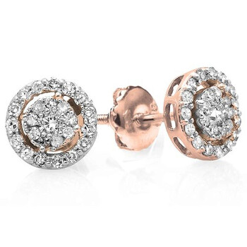Dazzling Rock Dazzlingrock Collection 0.40 Carat (Ctw) 18K Round Cut Diamond Round Shape Cluster Earrings Look Of Each, Rose Gold 2 Bông tai Dazzling Rock Dazzlingrock Collection 0.40 Carat (Ctw) 18K Round Cut Diamond Round Shape Cluster Earrings Look Of Each