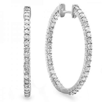 Dazzling Rock Dazzlingrock Collection 0.85 Carat (Ctw) 18K Round Diamond Ladies In And Out Hoop Earrings, White Gold 2 Bông tai Dazzling Rock Dazzlingrock Collection 0.85 Carat (Ctw) 18K Round Diamond Ladies In And Out Hoop Earrings