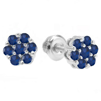 Dazzling Rock Dazzlingrock Collection 0.40 Carat (Ctw) 10K Round Cut Blue Sapphire Ladies Cluster Flower Stud Earrings, White Gold 1 Bông tai Dazzling Rock Dazzlingrock Collection 0.40 Carat (Ctw) 10K Round Cut Blue Sapphire Ladies Cluster Flower Stud Earrings