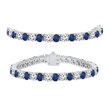 Vòng tay Dazzling Rock Dazzlingrock Collection 18K Round Real Blue Sapphire & White Diamond Ladies Tennis Bracelet