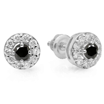 Dazzling Rock Dazzlingrock Collection 0.50 Carat (Ctw) 14K Real Round Cut Black & White Diamond Ladies Cluster Stud Earrings 1/2 Ct, White Gold 2 Bông tai Dazzling Rock Dazzlingrock Collection 0.50 Carat (Ctw) 14K Real Round Cut Black & White Diamond Ladies Cluster Stud Earrings 1/2 Ct