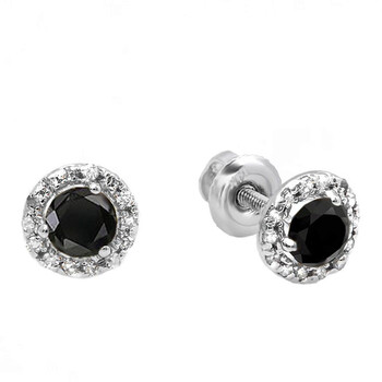 Dazzling Rock Dazzlingrock Collection 0.35 Carat (Ctw) 10K Round Black & White Diamond Halo Stud Earrings, White Gold 2 Bông tai Dazzling Rock Dazzlingrock Collection 0.35 Carat (Ctw) 10K Round Black & White Diamond Halo Stud Earrings
