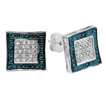 Dazzling Rock Dazzlingrock Collection 0.10 Carat (Ctw) Blue & White Round Diamond Micro Pave Kite Shape Stud Earrings, Sterling Silver 2 Bông tai Dazzling Rock Dazzlingrock Collection 0.10 Carat (Ctw) Blue & White Round Diamond Micro Pave Kite Shape Stud Earrings