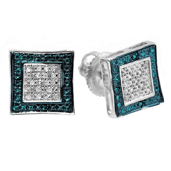 Bông tai Dazzling Rock Dazzlingrock Collection 0.10 Carat (Ctw) Blue & White Round Diamond Micro Pave Kite Shape Stud Earrings